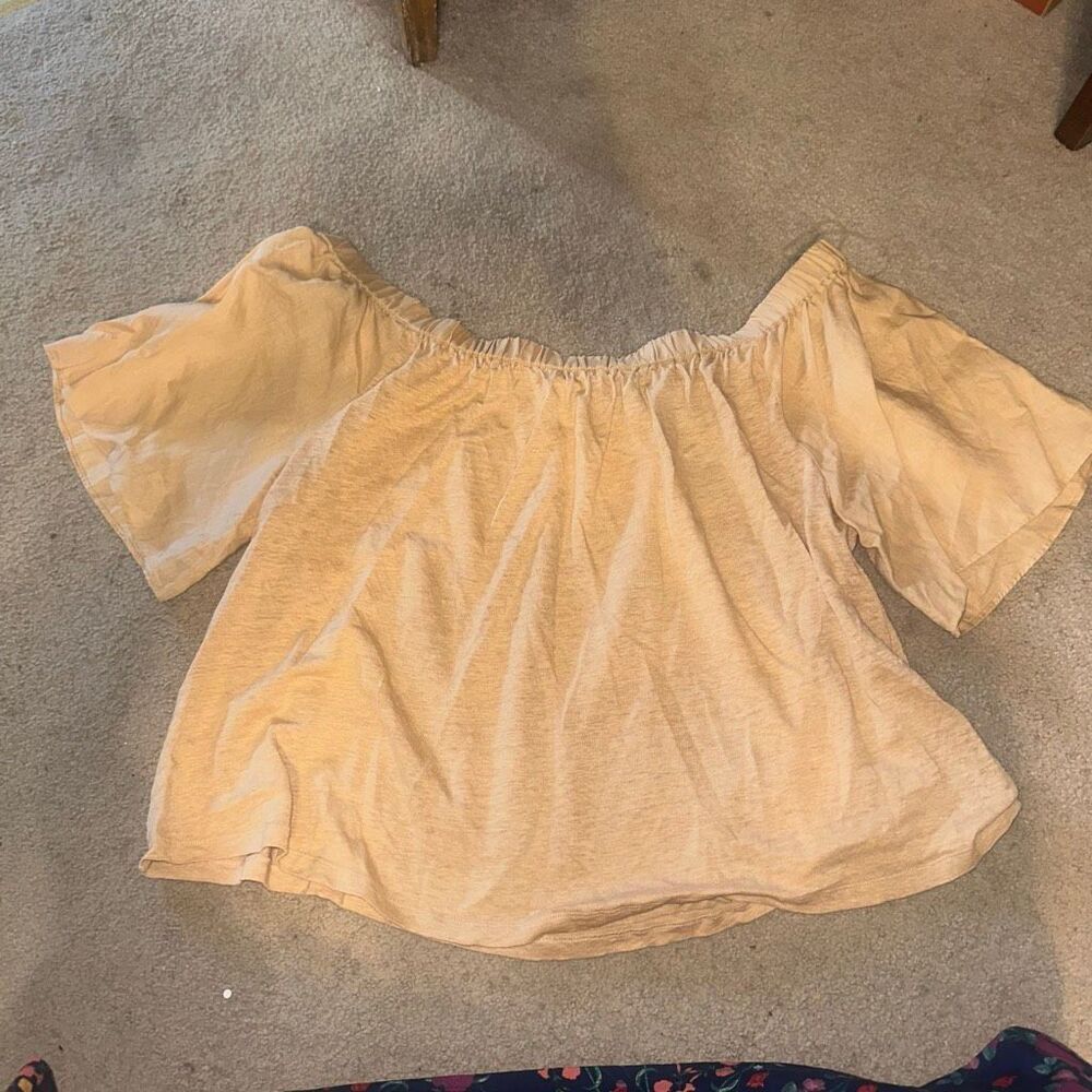 Chico’s peasant boho elastic neck linen flowy minimalist top